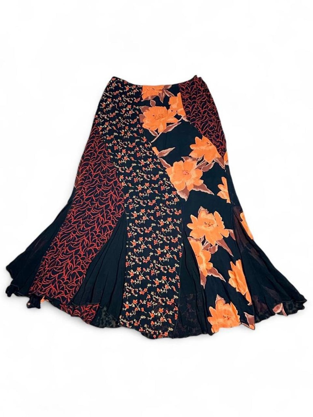Stonebridge Vintage Patchwork  Boho Witchy Floral Midi Skirt Size 10